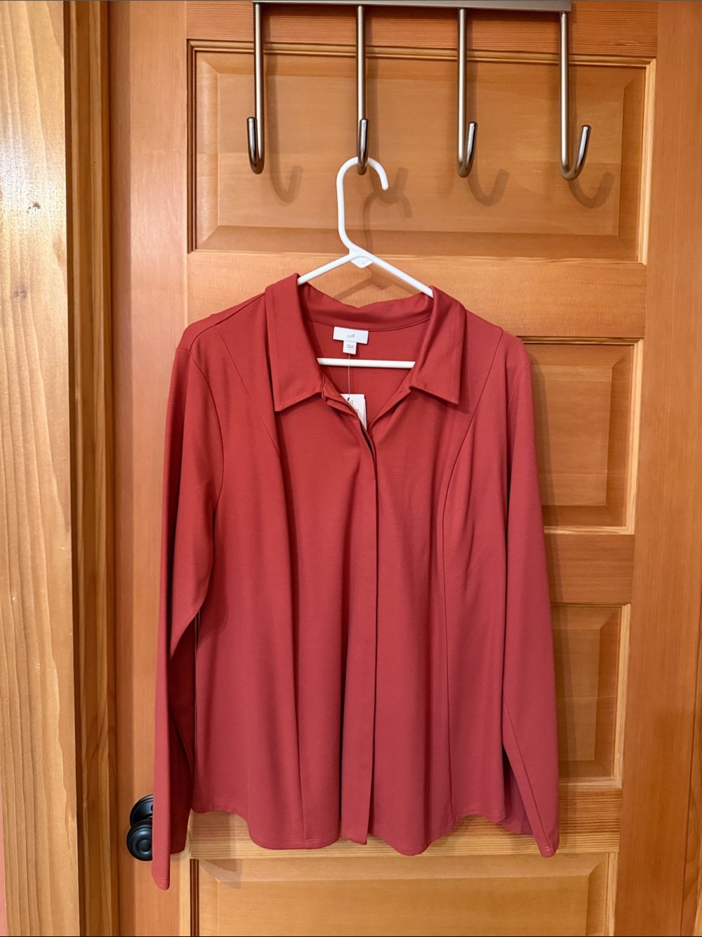 J. Jill Rust-Red Button-Front Collared Shirt